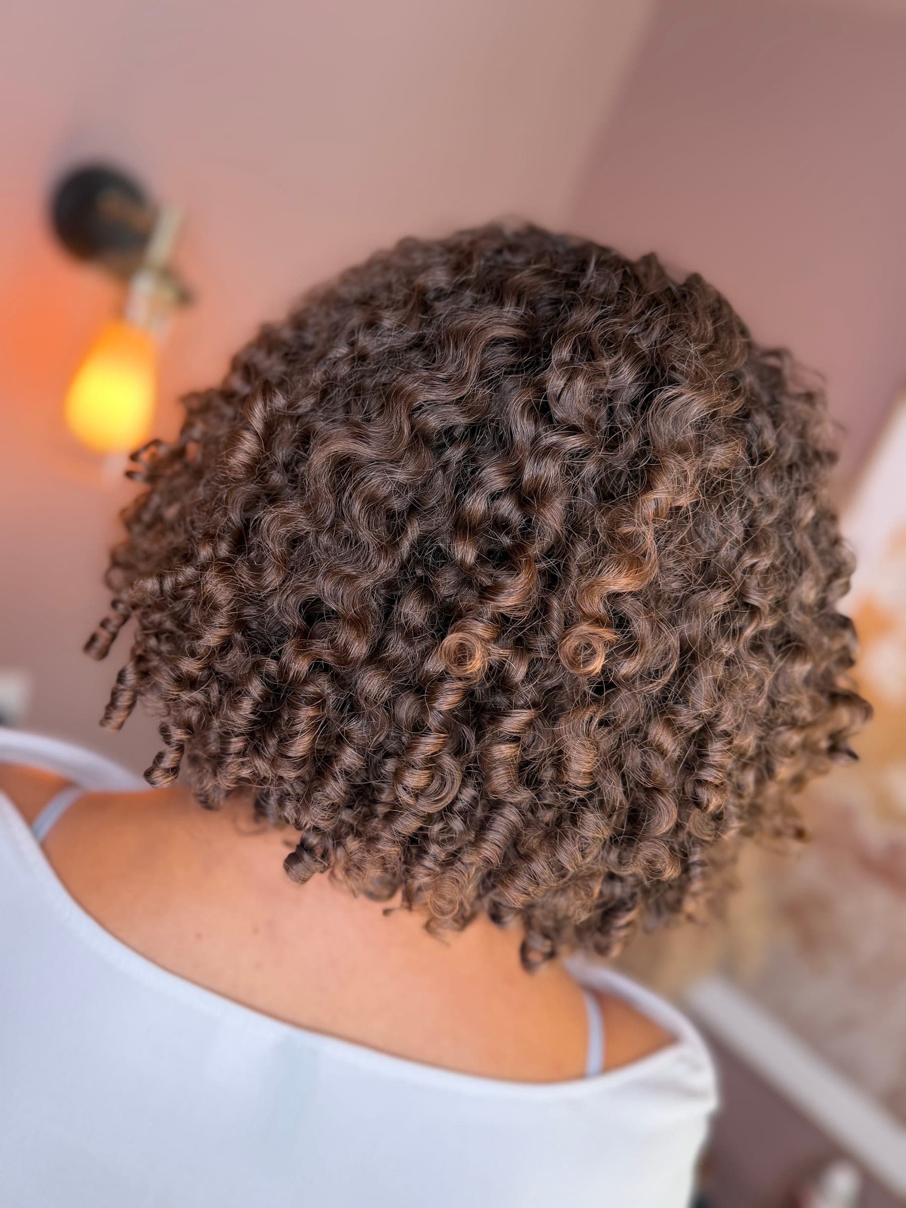 Tightly defined ringlets, photographed close up