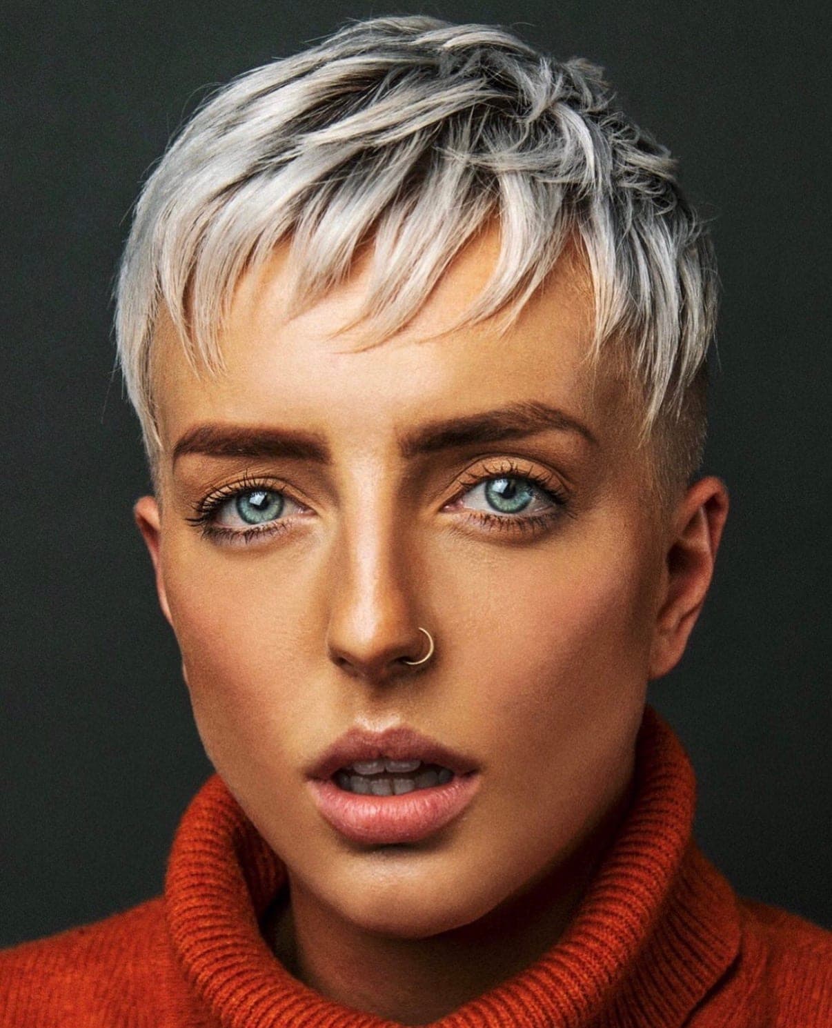 Editorial portrait of a platinum precision crop